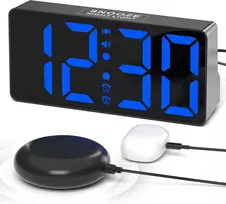 Mesqool skaitmeninis garsus žadintuvas su vibracija, dvigubas žadintuvas, USB, didelis LED ekranas, mėlynas, 1023i