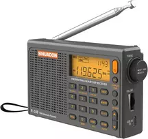 SIHUADON nešiojamas radijas FM MW SW, laikrodis, LCD ekranas, pilkas, R108-G