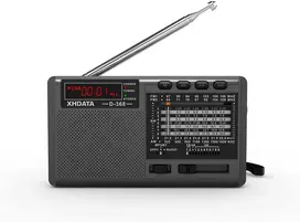XHDATA nešiojamas radijas su FM/AM/SW, Bluetooth, USB, TF, juodas, D368