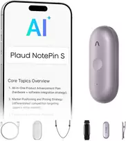 Diktofonas Plaud NotePin S AI balso įrašymo dyktafonas su lietimui jautriu mygtuku, 64GB, Bluetooth 5, PN0210