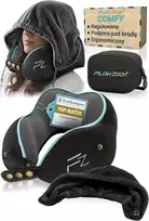 FLOWZOOM kelioninė pagalvė su atsegamu gobtuvu, memory putų užpildu, reguliuojama, juoda