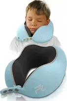 FLOWZOOM kelioninė kaklo pagalvė vaikams, memory foam, skalbiama užvalkale, dydis M, mėlyna