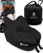SNUGL kelioninė kaklo pagalvė su memory putomis, ergonomiška, skalbiama, juoda, SNU-TRA-PIL-V01
