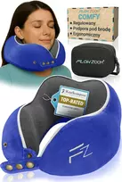FLOWZOOM kelioninė kaklo pagalvė su atminties putų užpildu, reguliuojamas 360° palaikymas, nuimamas pliušinis užvalkalas, Comfy L - NB1 modelis