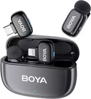 BOYA belaidis mini lavalier mikrofonas su USB-C ir Lightning, 100 m, triukšmo slopinimu