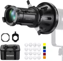 NEEWER projekcinis reflektoriaus snoot su 20° objektyvu, reguliuojama fokusavimo funkcija, Bowens tvirtinimas, LS-39