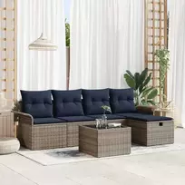 Lauko baldų komplektas Sodo Sofų Rinkinys su pagalve su saugykla 6 pcs Poli ratanas