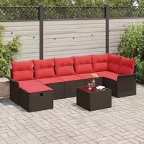 Lauko baldų komplektas Sodo Sofų Rinkinys su pagalve su saugykla 8 pcs Poli ratanas