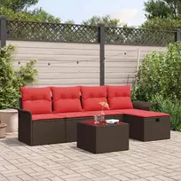 Lauko baldų komplektas Sodo Sofų Rinkinys su pagalve su saugykla 6 pcs Poli ratanas
