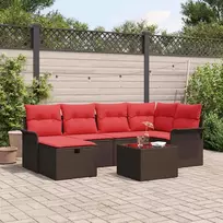 Lauko baldų komplektas Sodo Sofų Rinkinys su pagalve su saugykla 7 pcs Poli ratanas