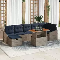 Lauko baldų komplektas Sodo Sofų Rinkinys 8 pcs Pilka poliratanas