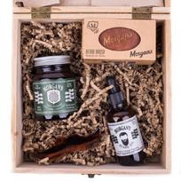 Barzdos ir plaukų priežiūros priemonių rinkinys Morgan's Wooden Brazilian Orange Box, MPM202