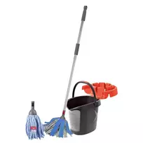 Grindų valymo rinkinys Zyle ZYCLEANSET, 4 dalių - šepetys su pakaitine šluoste ir kibiras su nugręžikliu