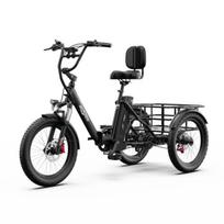 ONESPORT OT30 PRO sulankstomas elektrinis triratis dviratis, 500 W, 18 Ah baterija, juodas