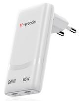 Verbatim 32355 Fold 'n' Go GaN Įkroviklis 65W 2-Port, USB-C, EU Plug, Balta
