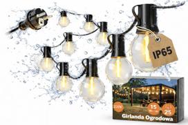 Sodo girlianda 20m, 20x LED lempučių šviesos grandinė, išorinė G40 230V