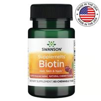 Swanson Biotinas 5,000 mcg 60 kramtomųjų tab. Vyšnių skonio