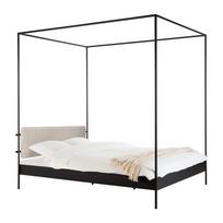 Juodos spalvos/smėlio spalvos iš plieno dvigulė lova audiniu dengta su baldakimu su lovos grotelėmis 160x200 cm Eton – noo.ma