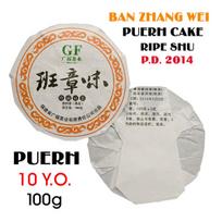GF BAN ZHANG WEI Puerh Cake (Ripe, Shu) 10.Y.O., 2014, - Prestige Banzhang Pu-erh arbatos papločius, 100g