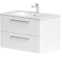 Vonios spintelė Kame Soft 80cm 2 stalčiai, be kriauklės, Balta BU/8-3DR/D01-SFT
