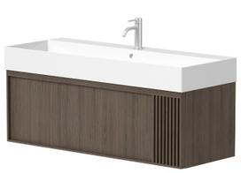 Vonios spintelė Kame Sole 140cm 2 stalčiai, be kriauklės, dūminio ąžuolo fanera BU/12-3DR/N08-GR-SOL