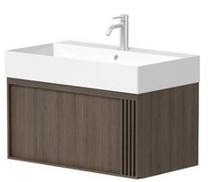 Vonios spintelė Kame Sole 80cm 2 stalčiai, be kriauklės, dūminio ąžuolo fanera BU/8-3DR/N08-GR-SOL