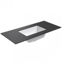 Darbo paviršius su kriaukle Kame Universal HPL 100cm su Easy Clean sifonu Juoda lava