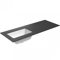 Darbo paviršius su kriaukle Kame Universal HPL 120cm Kairė su Easy Clean sifonu Juoda lava