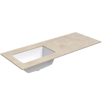 Darbo paviršius su kriaukle Kame Universal HPL 120cm Kairė su Easy Clean sifonu Earth stone