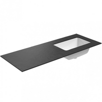 Darbo paviršius su kriaukle Kame Universal HPL 120cm Dešinė su Easy Clean sifonu Juoda lava