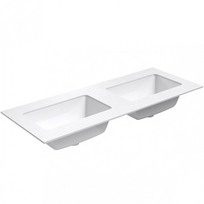 Darbo paviršius su kriaukle Kame Universal HPL 120 Dvigubas su Easy Clean sifonu Balta Matinė