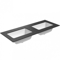 Darbo paviršius su kriaukle Kame Universal HPL 120 Dvigubas su Easy Clean sifonu Juoda lava