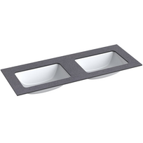 Darbo paviršius su kriaukle Kame Universal HPL 120 Dvigubas su Easy Clean sifonu Black moon