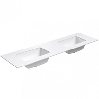 Darbo paviršius su kriaukle Kame Universal HPL 160cm Dvigubas su Easy Clean sifonu (2vnt) Balta Matinė