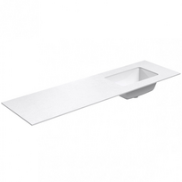 Darbo paviršius su kriaukle Kame Universal HPL 160cm Dešinė su Easy Clean sifonu Balta Matinė