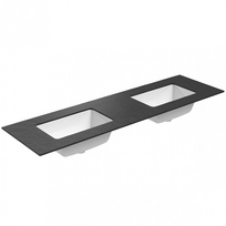 Darbo paviršius su kriaukle Kame Universal HPL 160cm Dvigubas su Easy Clean sifonu (2vnt) Juoda lava
