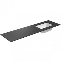 Darbo paviršius su kriaukle Kame Universal HPL 160cm Dešinė su Easy Clean sifonu Juoda lava