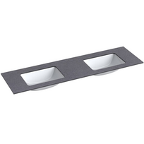 Darbo paviršius su kriaukle Kame Universal HPL 160cm Dvigubas su Easy Clean sifonu (2vnt) Juoda mėnulio