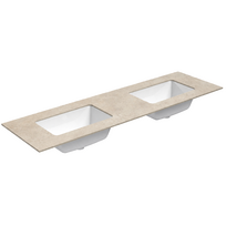 Darbo paviršius su kriaukle Kame Universal HPL 160cm Dvigubas su Easy Clean sifonu (2vnt) Earth stone
