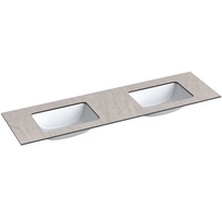 Darbo paviršius su kriaukle Kame Universal HPL 160cm Dvigubas su Easy Clean sifonu (2vnt) Grey moon