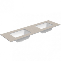 Darbo paviršius su kriaukle Kame Universal HPL 160cm Dvigubas su Easy Clean sifonu (2vnt) Smėlio akmuo