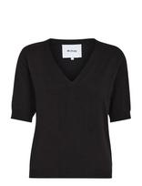 Minus - Milla V-Hals Strik T-Shirt - Megztinis - Juoda