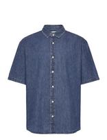 Weekday - Loose Short Sleeve Denim Shirt - Džinsiniai marškiniai - Mėlyna