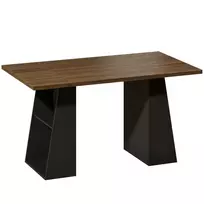 Rašomasis stalas su 4 atviromis lentynomis, industrinio stiliaus, 140 cm, rudas-juodas