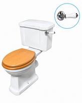 Kompaktiškas tualeto puodas RETRO Windsor + sėdynė DUROPLAST Soft Close su medine apdaila / pušies fanera