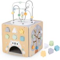 Didelis medinis veiklos kubas su kilpa Montessori