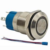 LED rūko žibintų jungiklis 12 mm chromuotas momentinis + lizdas