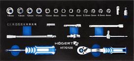 Įrankių rinkinys su terkšle 1/4" 34 vnt. Hogert