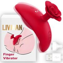 Galingas analinis, vaginalinis ir klitorio rožės dizaino pirštų vibratorius LIVMAN USK-V42 su 9 vibracijos režimais