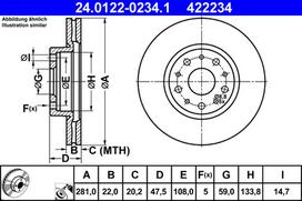 ATE Stabdžių diskas Brake rotor 24.0122-0234.1